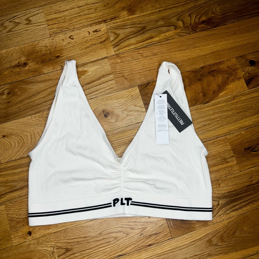 PLT White Ribbed Bralette🤍